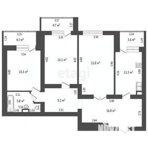 3-к квартира, вторичка, 90м2, 7/9 этаж