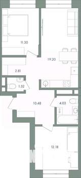 2-к квартира, вторичка, 62м2, 6/9 этаж