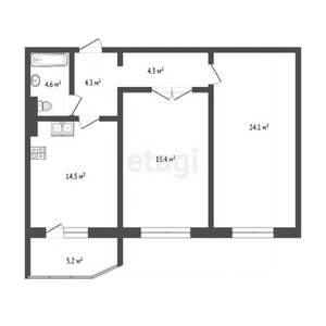 2-к квартира, вторичка, 66м2, 6/17 этаж