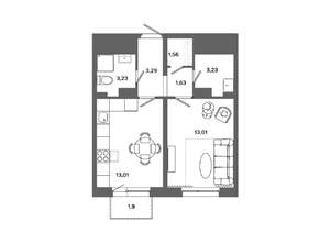 1-к квартира, вторичка, 40м2, 7/19 этаж