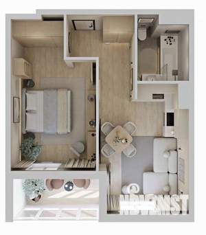 1-к квартира, строящийся дом, 44м2, 2/23 этаж