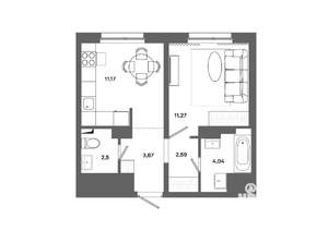 1-к квартира, вторичка, 35м2, 6/19 этаж