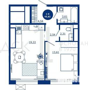 1-к квартира, вторичка, 46м2, 11/17 этаж