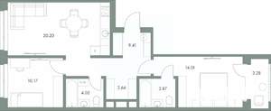2-к квартира, вторичка, 68м2, 2/9 этаж