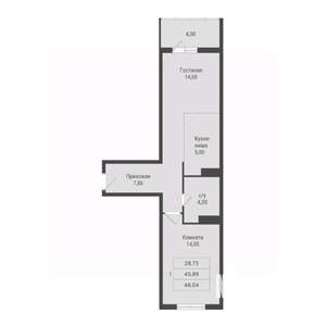 1-к квартира, строящийся дом, 48м2, 11/23 этаж