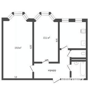 2-к квартира, вторичка, 51м2, 5/9 этаж