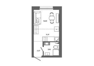 Студия квартира, вторичка, 19м2, 4/19 этаж