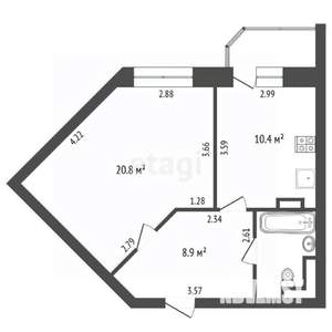 1-к квартира, вторичка, 45м2, 2/17 этаж
