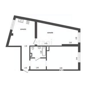 2-к квартира, вторичка, 52м2, 12/17 этаж