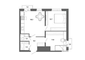2-к квартира, вторичка, 52м2, 14/19 этаж