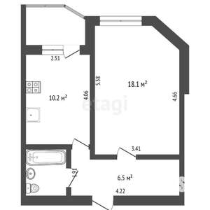 1-к квартира, вторичка, 38м2, 3/12 этаж