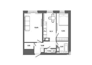 2-к квартира, вторичка, 48м2, 18/19 этаж