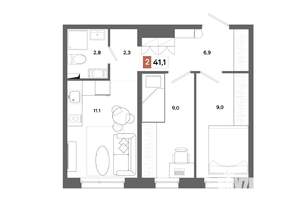 2-к квартира, вторичка, 41м2, 4/19 этаж