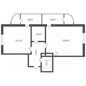 1-к квартира, вторичка, 53м2, 15/26 этаж