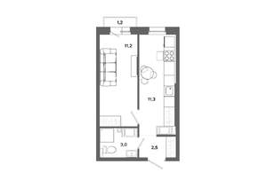 1-к квартира, вторичка, 28м2, 14/19 этаж