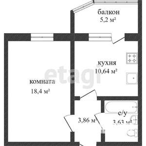 1-к квартира, вторичка, 37м2, 9/17 этаж