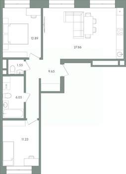 2-к квартира, вторичка, 69м2, 4/9 этаж