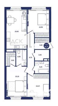 3-к квартира, строящийся дом, 86м2, 4/16 этаж