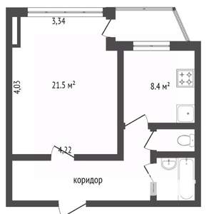 1-к квартира, вторичка, 43м2, 2/5 этаж