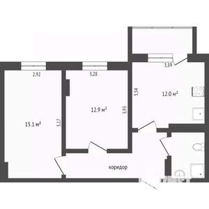 2-к квартира, вторичка, 61м2, 7/17 этаж