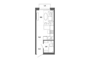 Студия квартира, вторичка, 19м2, 13/19 этаж
