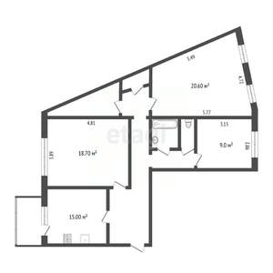 3-к квартира, вторичка, 84м2, 2/9 этаж