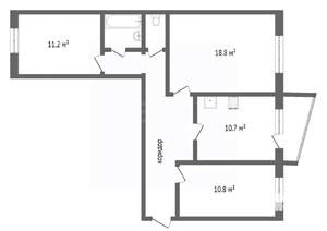 3-к квартира, вторичка, 71м2, 4/9 этаж