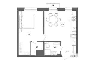 1-к квартира, вторичка, 43м2, 3/19 этаж