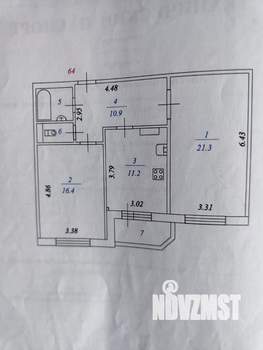 2-к квартира, вторичка, 64м2, 8/10 этаж