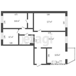 4-к квартира, вторичка, 86м2, 4/5 этаж