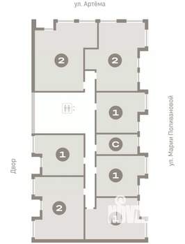 1-к квартира, вторичка, 55м2, 4/17 этаж