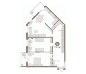 2-к квартира, вторичка, 108м2, 3/16 этаж