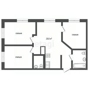 3-к квартира, вторичка, 80м2, 2/20 этаж