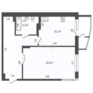 1-к квартира, вторичка, 64м2, 11/26 этаж