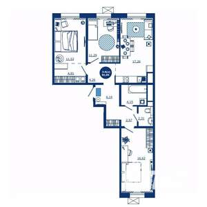 3-к квартира, вторичка, 80м2, 11/17 этаж