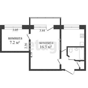 1-к квартира, вторичка, 37м2, 2/5 этаж