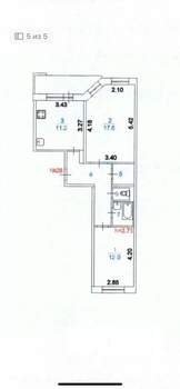 2-к квартира, вторичка, 56м2, 8/9 этаж