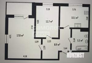 2-к квартира, вторичка, 55м2, 9/9 этаж
