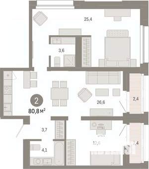 2-к квартира, вторичка, 81м2, 13/17 этаж