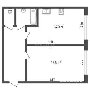 2-к квартира, вторичка, 36м2, 8/9 этаж