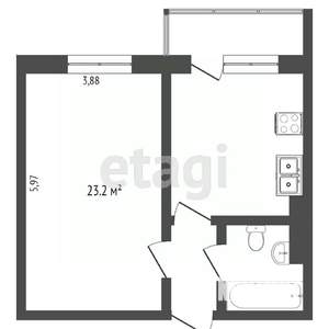1-к квартира, вторичка, 44м2, 6/10 этаж