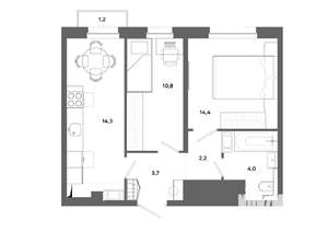 2-к квартира, вторичка, 49м2, 14/19 этаж