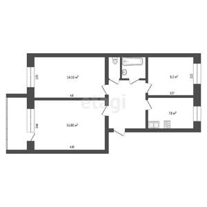 3-к квартира, вторичка, 62м2, 3/5 этаж