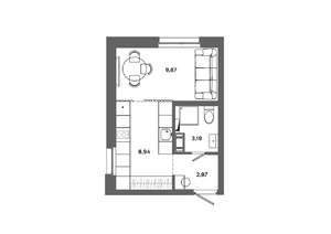 Студия квартира, вторичка, 25м2, 4/19 этаж