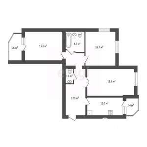 3-к квартира, вторичка, 84м2, 7/9 этаж