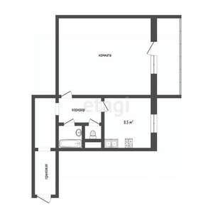 1-к квартира, вторичка, 54м2, 6/10 этаж