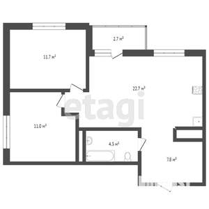 2-к квартира, вторичка, 58м2, 11/16 этаж