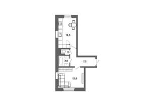 1-к квартира, вторичка, 38м2, 1/16 этаж