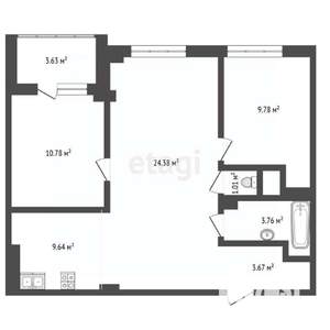 2-к квартира, вторичка, 64м2, 12/20 этаж