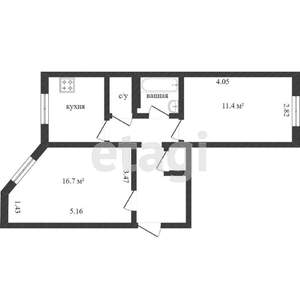 2-к квартира, вторичка, 53м2, 4/5 этаж